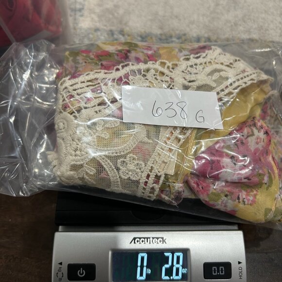 Orange Floral Chiffon Sheer Blouse Lace Trim Lightweight Top Size OS Bohemian - Picture 10 of 10